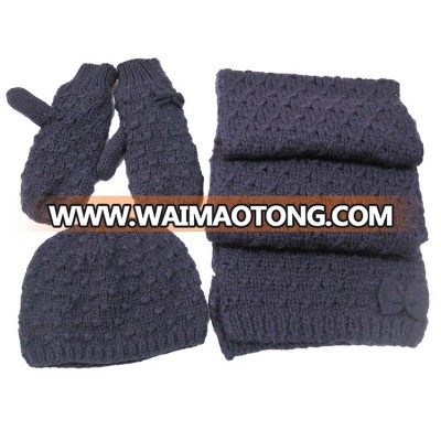 100% acrylic knitted high quality beanie& scarf