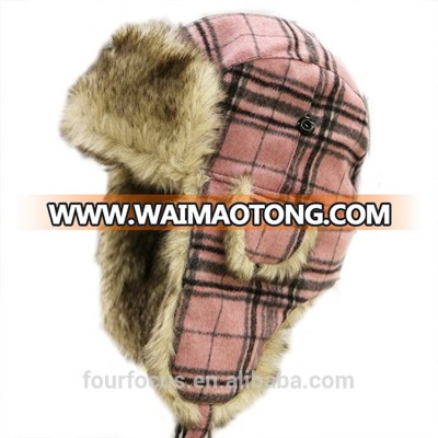 women winter plaid warm hats