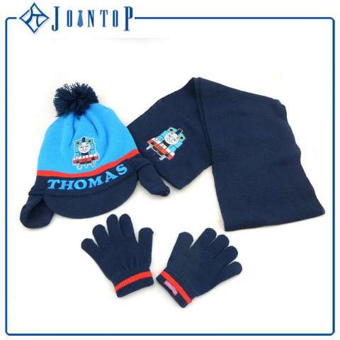 School Youth Knit Hat Scarf Glove Set